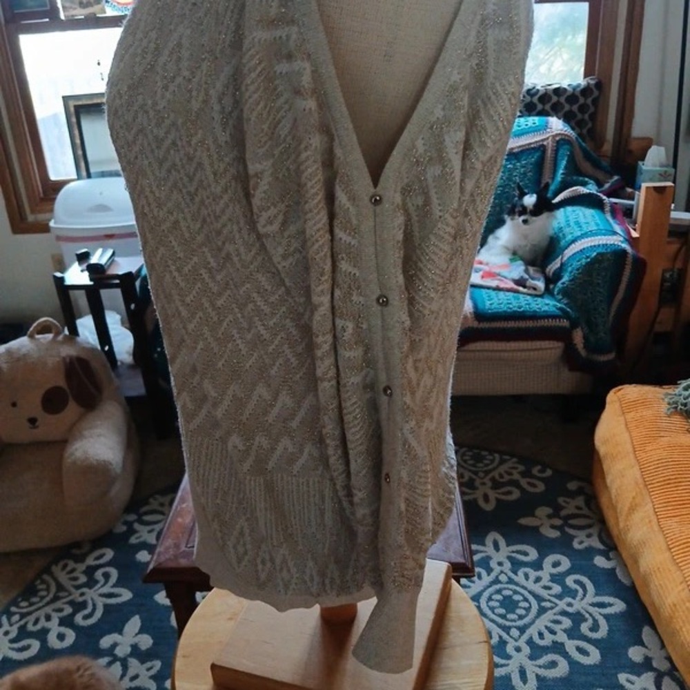 Women's Lightweight Cream Knit Sweater - Casual Boatneck - Picture 3 of 3